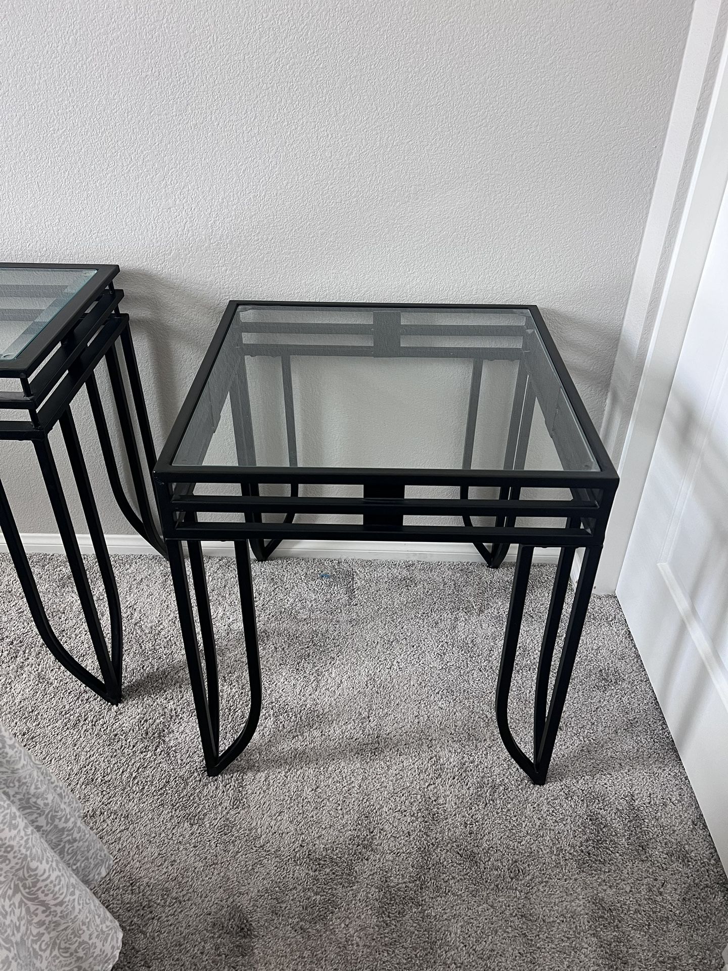 2 Glass Tables (side table & matching end table)