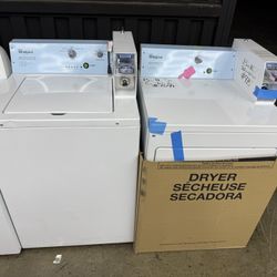 Brand New Whirlpool Comercial Coin operated Top Load Washer And Gas Dryer Set 