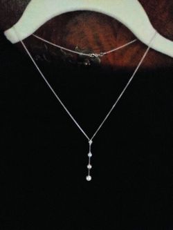 Silver Rose and White Pearl Necklace