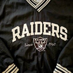 Vintage 90s XL Raiders Champion V Neck Windbreaker Pullover 