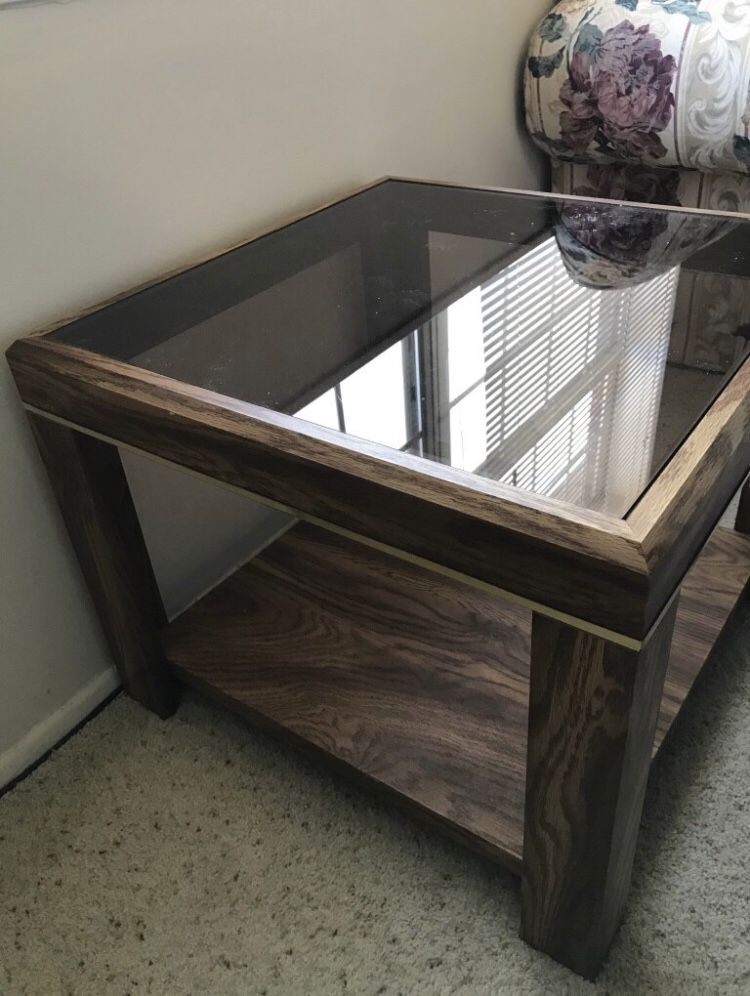 Square CoffeeTable w/ Glass top & Lower storage