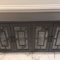 63.2" Large Black Sideboard Buffet Cabinet With 4 doors Storage