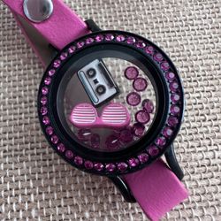 Pink Leather Wrap Bracelet 