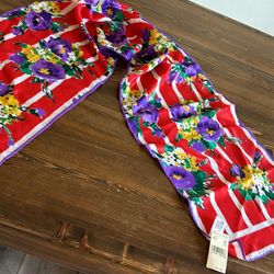 Vintage 10”x48” 100% polyester scarf. Polisil Crepe. Korea.  purchased at Mervyns.   original tag. 