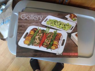 2-Piece Stoneware Serving Trays