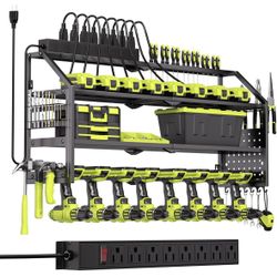 Power Tool Organizer Wall Mount with Charging Station