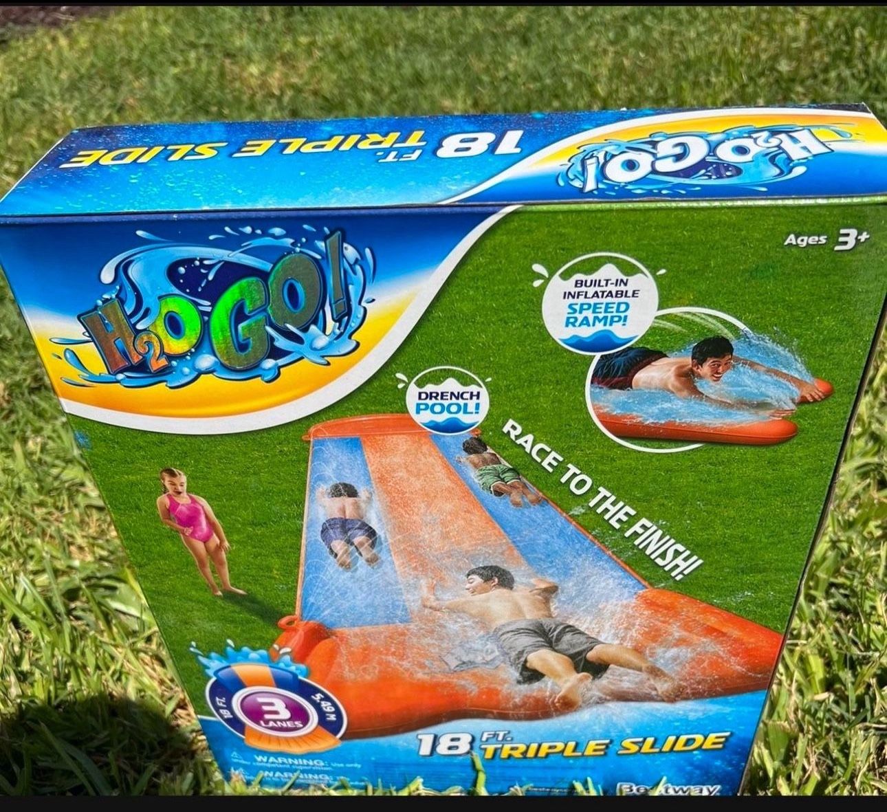 Bestway H2OGO! 18' Triple Water Slip N and Slide Kid's Pool Toys Outdoor SummerFirm $40.
