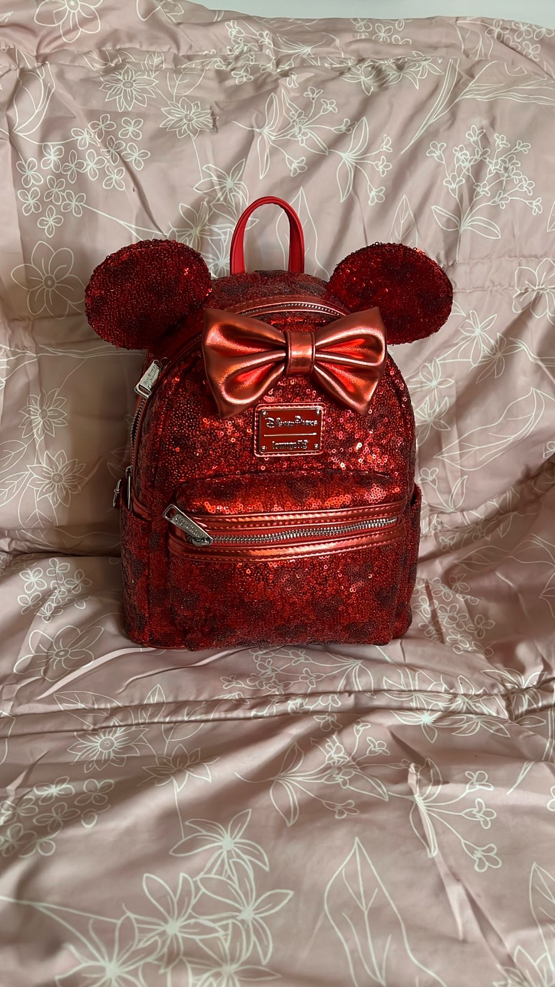 Loungefly Disney Parks - Exclusive Red Sequin Minnie Mouse Ears Backpack