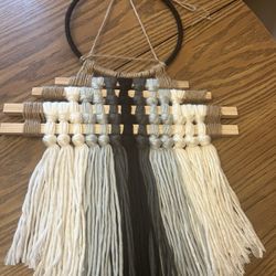 Boho Macrame Dream Catcher Wall Hanging Handmade Yarn Tassel Decor Black White