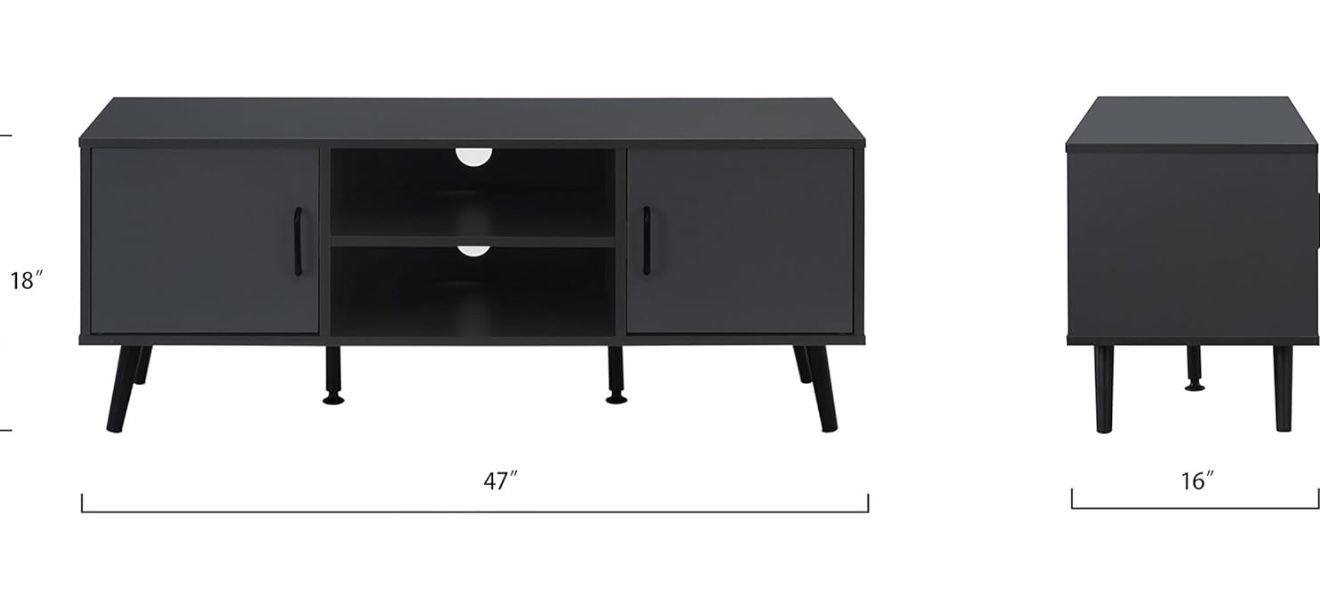 WLIVE Modern TV Stand for 65 Inch TV, Mid Century Entainment Center with Storage, TV Console with Open Shelf and 2 Cabinets for Bedroom and Living Roo