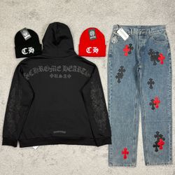 Chrome Hearts Jeans size 32 $180 Hoodie size M/L $150 Beanie $80
