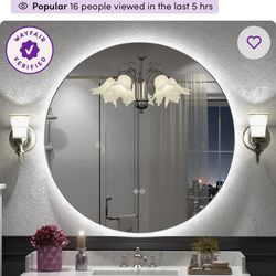 Aevar UL Certified LED Anti-Fog Tempered Glass Round Bathroom/Vanity Mirror
