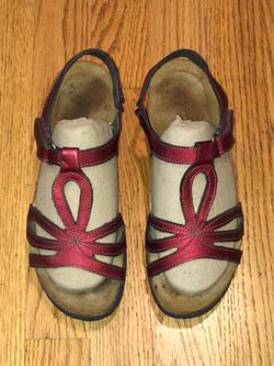 NAOT BURGUNDY RED SLIDE STRAP VELCRO SLINGBACK CORK SANDALS 37 EUR - 6 USA WOMEN