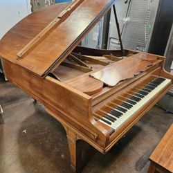 Chickering Baby Grand Burl Walnut Piano With Bench