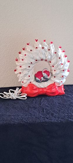 Vintage Ceramic Lightup Christmas Wreath