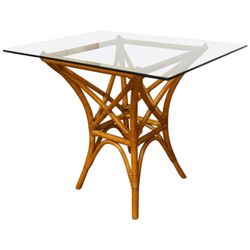 McGuire Style MCM Glass Rattan Dining Table 