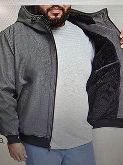 Dockers Mens Big and Tall Sherpa Lined Hooded Midweight Softshell Jacket L  tall Color Gray New