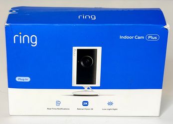 Ring Indoor Cam Plus 2K Plug-In Security Camera | White | Brand New, Factory Sealed