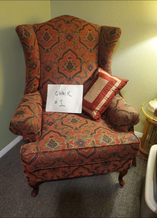 Pair of Classic Wingback Queen Anne Chairs - Custom Legacy Interiors