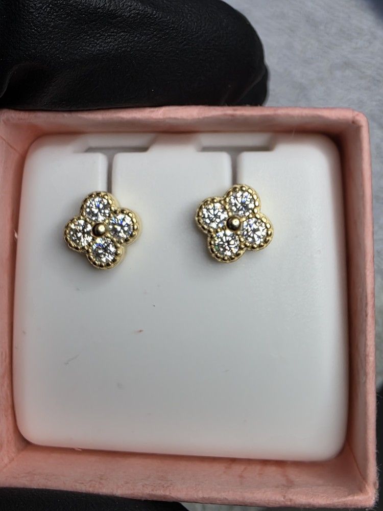 SS925 Moissanite Diamonds Gold Over Earrings