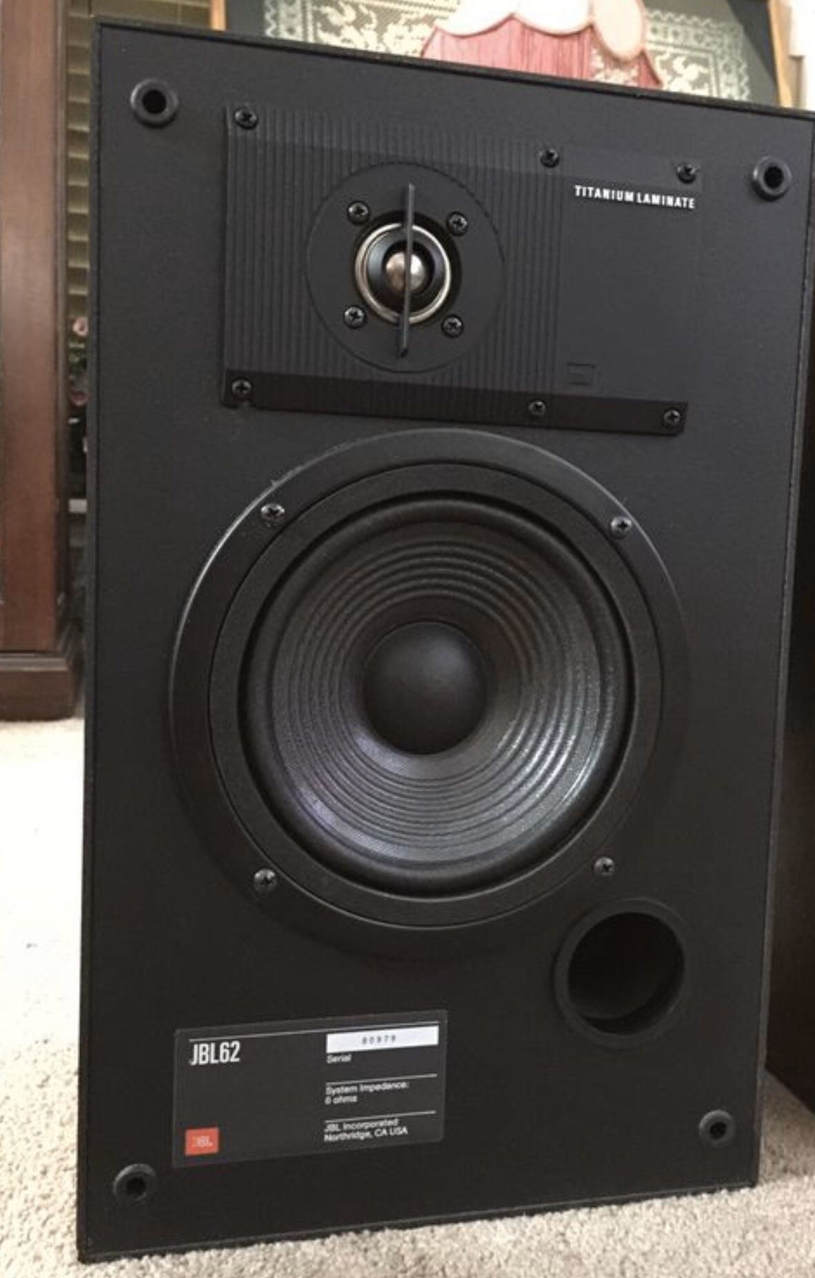 2 JBL 62 JBL62 8OHM TWEETER BASS TITANIUM LAMINATE BOOKSHELF AUDIO