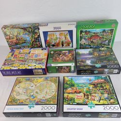 Jigsaw Puzzles 2,000 Pieces Buffalo Galison Animals Cat Art Landscape Country Road World Map Cabin