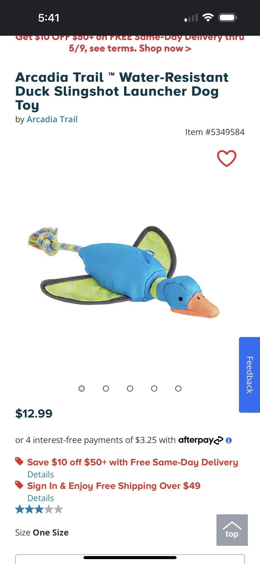 Arcadia Trail â„¢ Water-Resistant Duck Slingshot Launcher Dog Toy