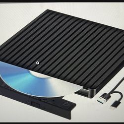 External CD DVD drive USB 3 & Type C Portable CD/DVD Player For laptop CD drive reader writer burner.  Compatible with desktop PC Windows Linux Apple 