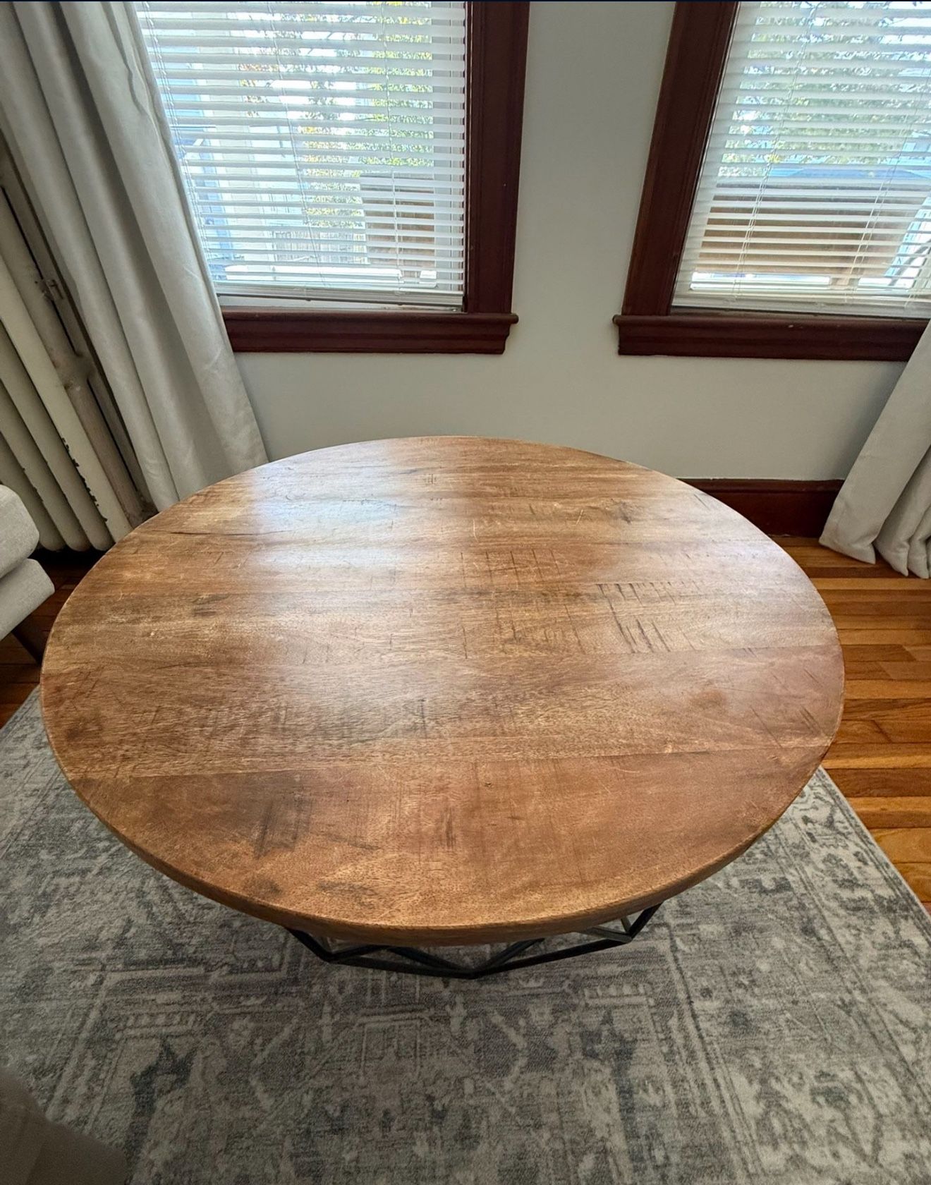 Modern Round Wood & Metal Coffee table