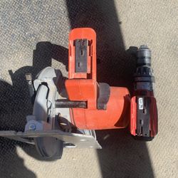 Milwaukee drill and Skil saw