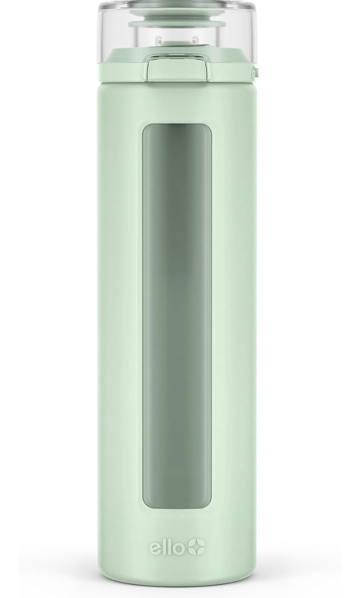 Ello Syndicate 20oz Reusable Glass Water Bottle with One-Touch Leak Proof Flip Lid, Protective Non-Slip Silicone Sleeve, Carry Loop for Coffee@74