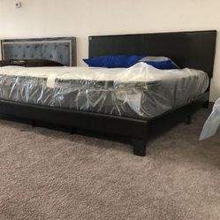 New King Size Platform Bed With Mattress And Free Delivery 