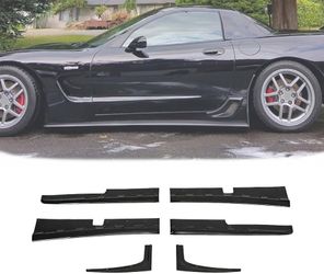 Side skirts suitable for Corvette C5 1(contact info removed) with swing door panel with gloss black extension edges
