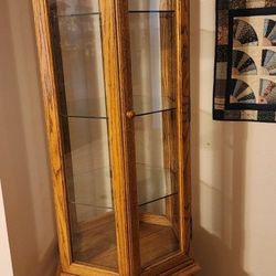 Solid OAK hexagon Curio Cabinet 