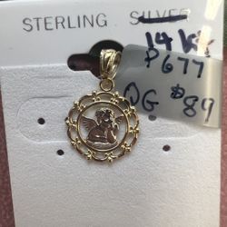 Gold Guardian Angel Pendant, 14kt Gold, Two-Tone