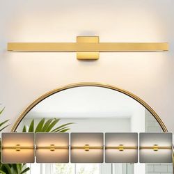 32 Inch Gold Bathroom Vanity Light with Up & Down Lighting 26W Dimmable 5CCT LED Vanity Bar