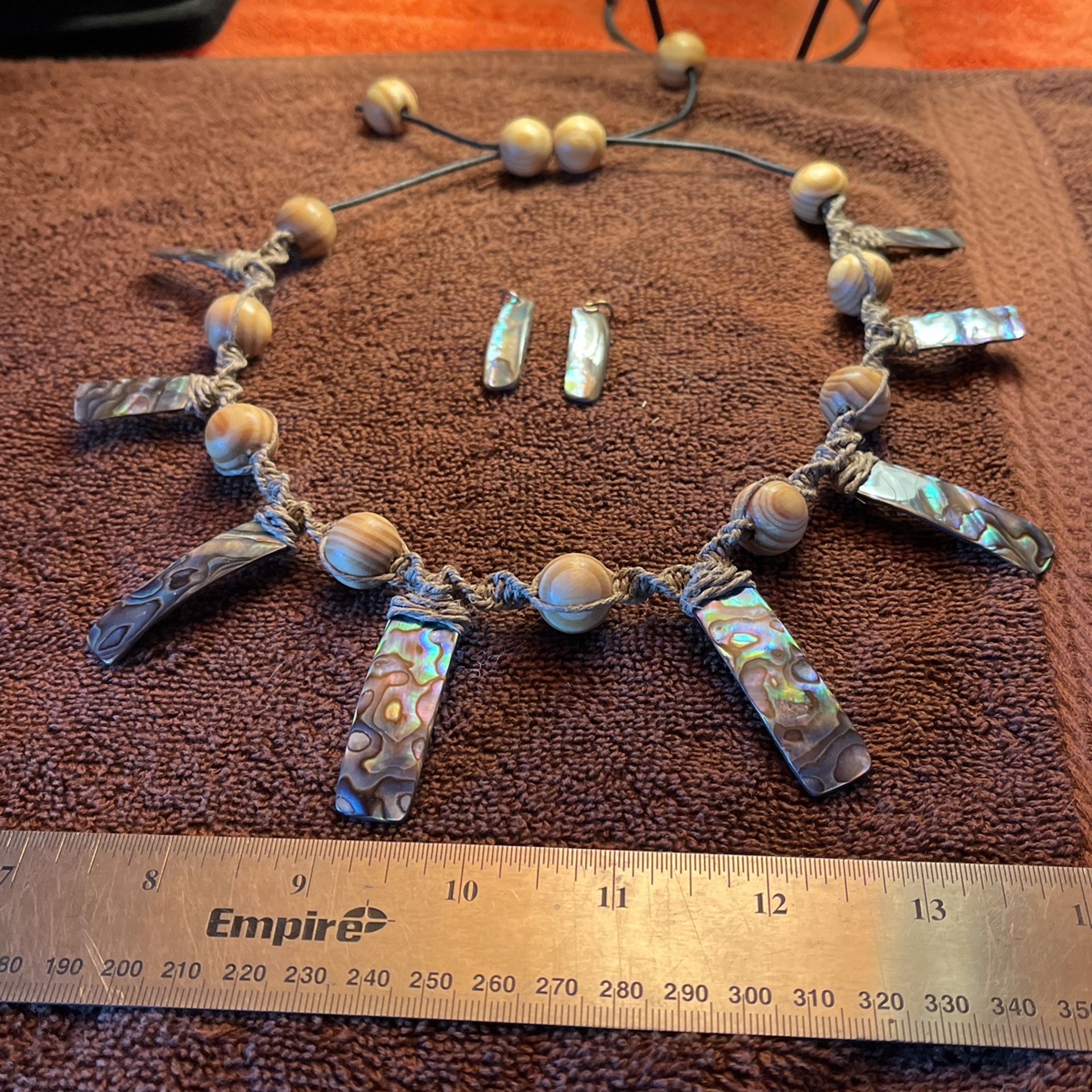 Rare Purple, Red Abalone Necklace & Earrings
