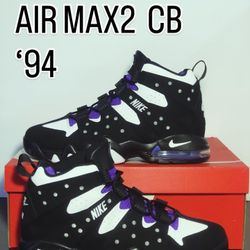 NIKE AIR MAX2 CB ‘94, BLACK,WHITE,PURPLE, SIZE 12