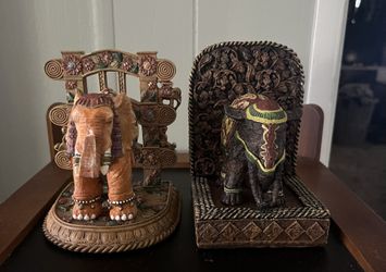 Antique Elephant Bookends 