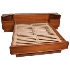 Danish Mid Century Modern Teak Queen Platform Bed By Sun Cabinet Co