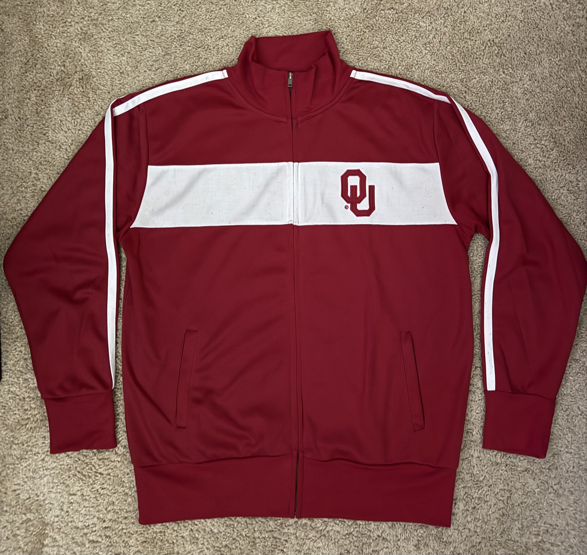 Oklahoma University / OU / Full Zip Track Jacket/ Maroon / White / Men’s size L