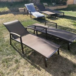 New 2pc All Weather Aluminum Rust Free Frame Brown Patio Pool Chaise Lounge Adjustable Chairs With Polywood Armrest CRESTLIVE Products 
