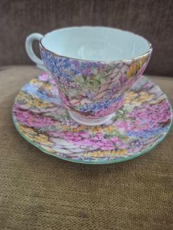 Floral Porcelain Tea Cup and Saucer