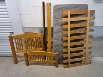 Twin Solid Oak Bed Frame – Complete with Wood Foundation - West Kendall