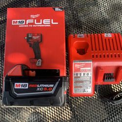 Milwaukee M18 FUEL GEN-3 18V Lithium-Ion Brushless Cordless 3/8 in. Compact Impact Wrench 5.0 Battery and Charger