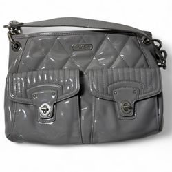 coach grey patent leather shoulder bag