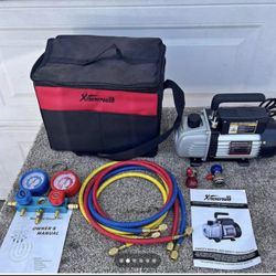 XtremepowerUS 3CFM 1/4 HP Vacuum Pump HVAC R134a R12 R22 R410a A/C Refrigeration AC Manifold Gauge 