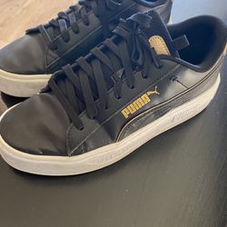 Black Leather Puma Platforms 