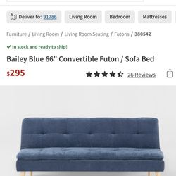 Bailey Blue  68” Convertible Futon/sofa Bed