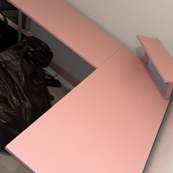 Pink L-Shape Desk / Workspace Desk – Modern Setup
